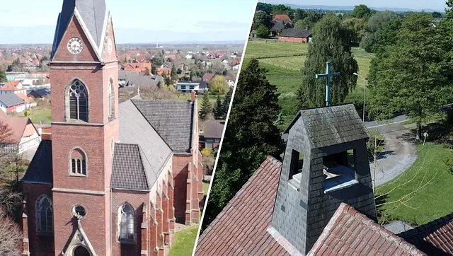 Luftbilder der Kirchen Lahde und Bierde